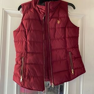 Burgundy polo puffer vest